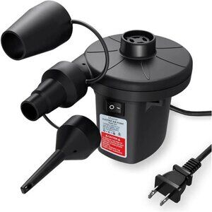 Quick-Fill Electric Air Pump with 3 Nozzles, AC 110V-120V Portable Inflator